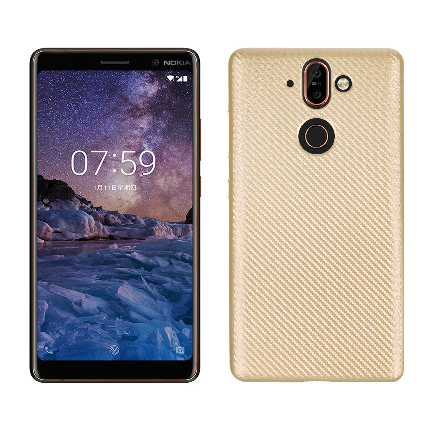 Для Nokia 9 Классический чехол из углеродного волокна Текстура ТПУ резина силикон