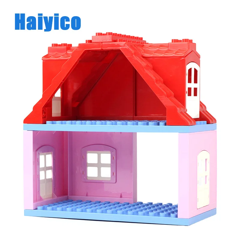 Набор аксессуаров для сборки больших частиц, строительные блоки, игрушки для творчества, совместим с Duplo на крыше - Цвет: Red big house