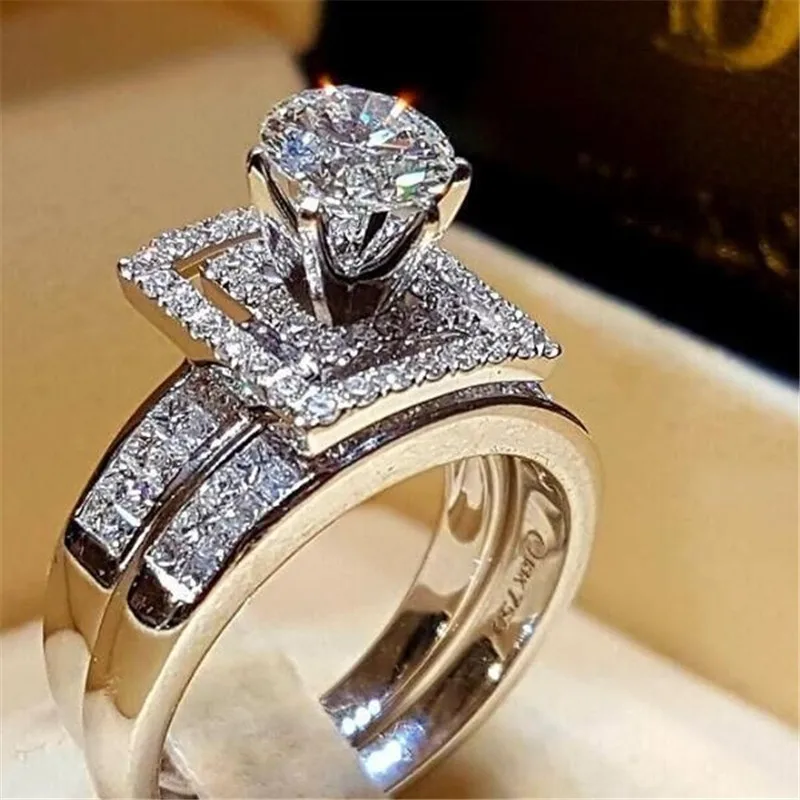 Deluxe Promise Ring Bridal sets 925 Sterling silver AAAAA Cz stone