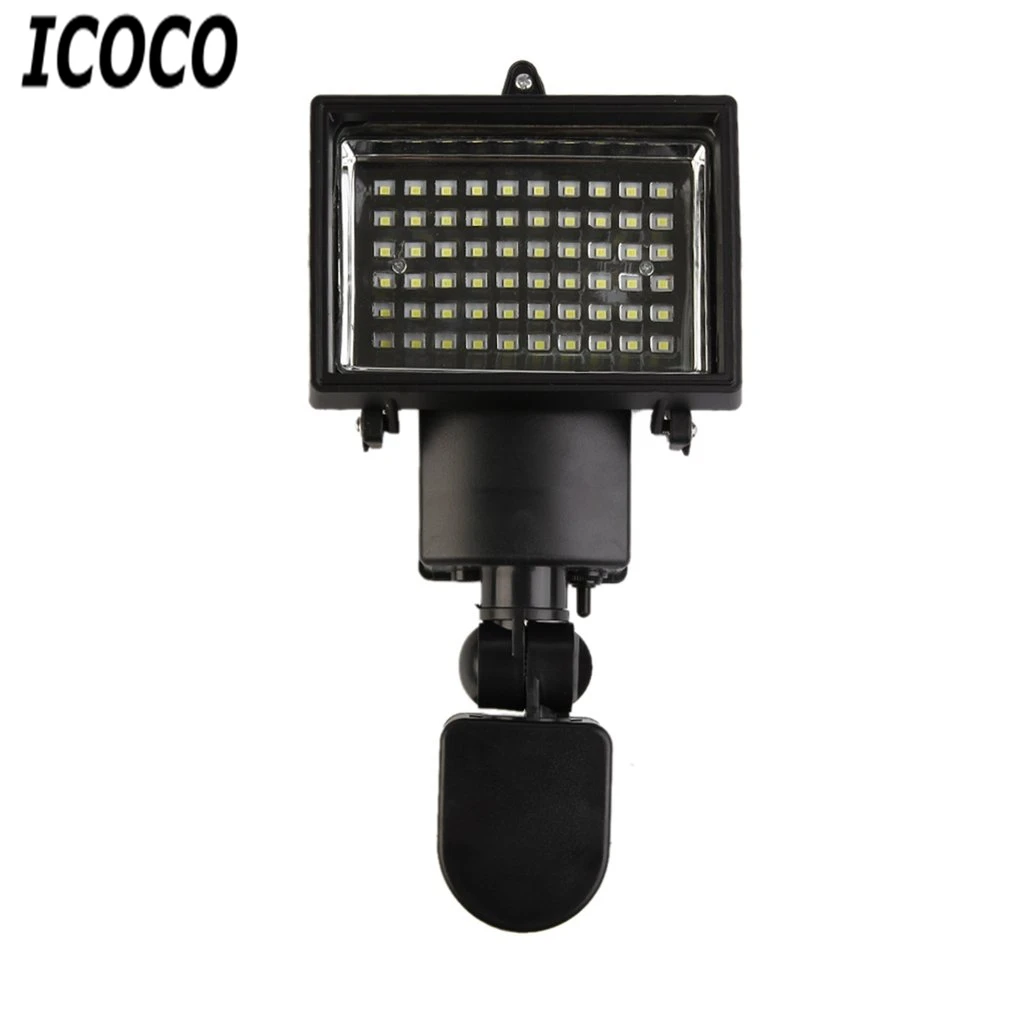 

ICOCO 60 LED PIR Security Light Solar Powered Wall Lamps Bright White For Outside Garden Waterproof Emergency Lamp Light Sensor