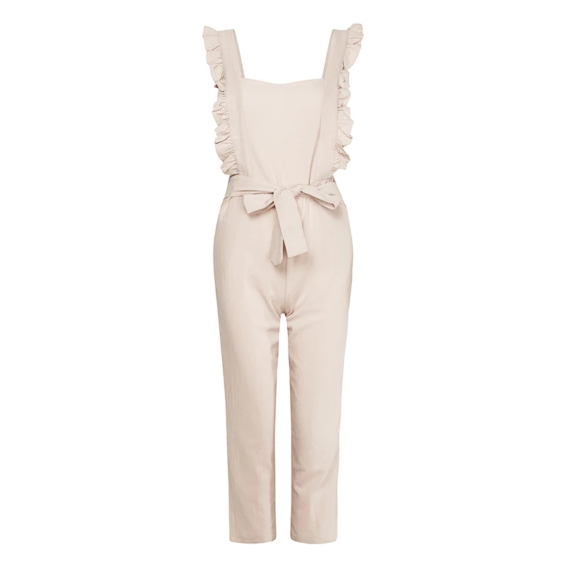 2019 Fashion Women Casual Sleeveless Jumpsuits Linen Shirred Frill Elegant Rompers Jumpsuits Long Harem Pants Holiday Overalls 2019 Fashion Women Casual Sleeveless Jumpsuits Linen Shirred Frill Elegant Rompers Jumpsuits Long Harem Pants Holiday Overalls
