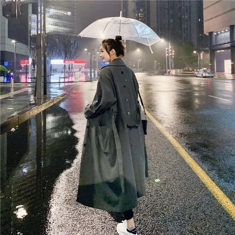DEAT модная ветровка Женская корейский стиль Новинка весна и осень пальто для женщин сплошной цвет Женская одежда AG420