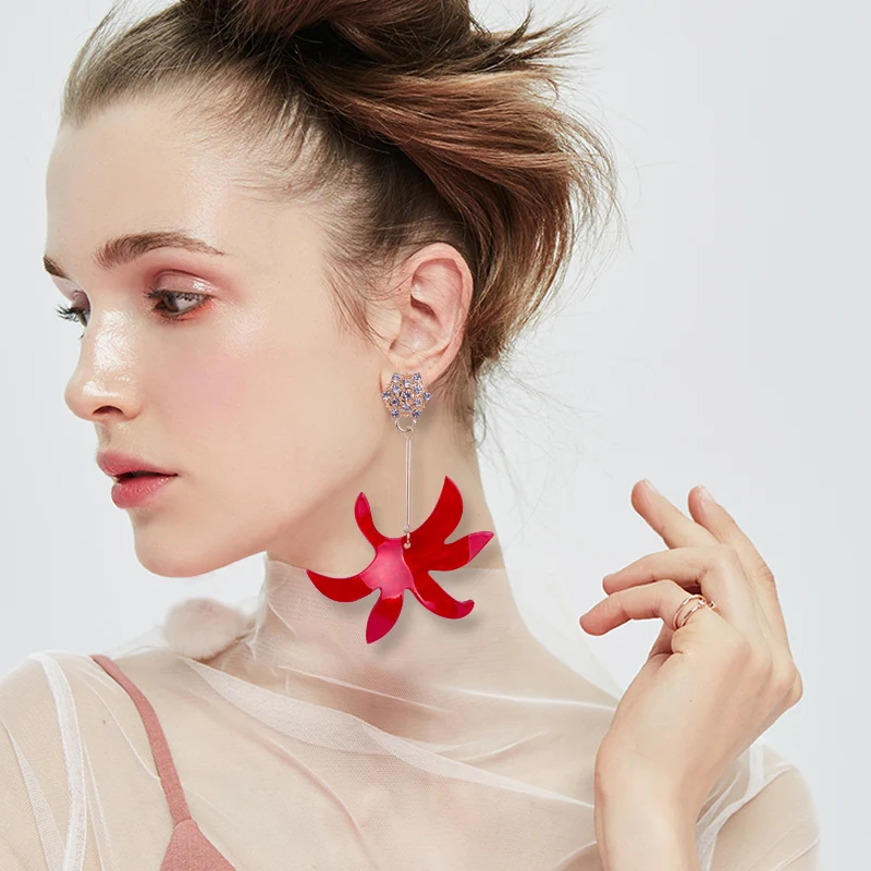YUQINQIN Trendy Drop Earrings for Women 2018 Jewelry Long Resin Flower Earings Fashion Elegant Acrylic Dangling Wedding Earring (6)