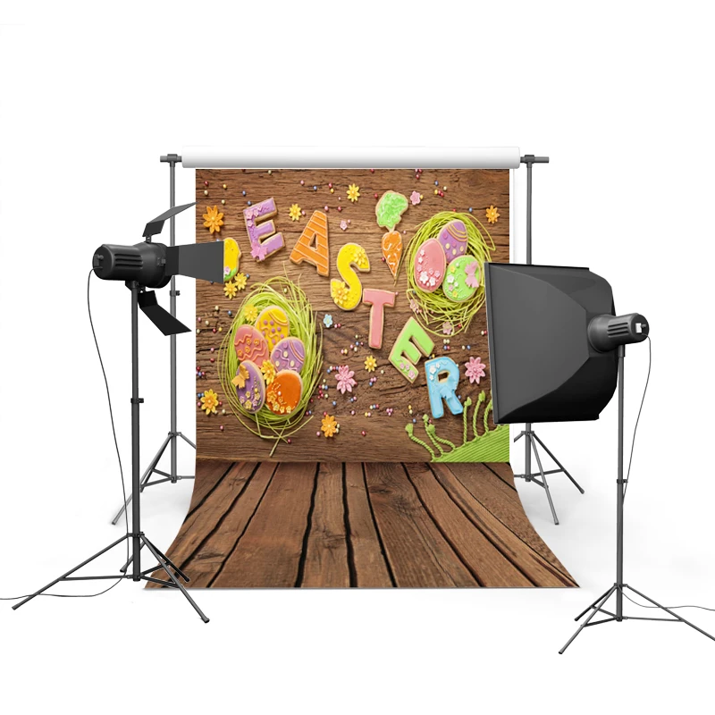 

1.5MX2.2M Easter photography backdrops vinyl cloth background digital printed with muiti-colored eggs and flowers GE-019