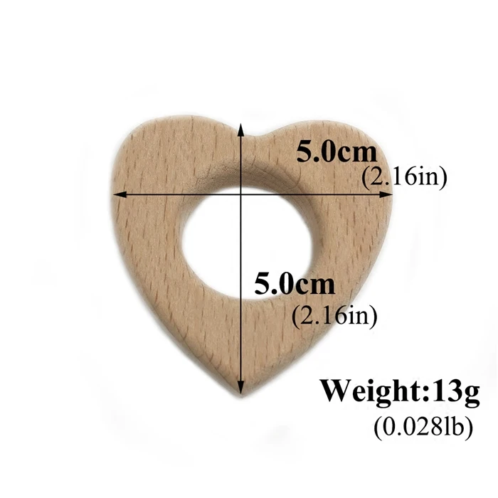 Бук деревянные любовь-сердце натуральные ручной работы деревянные Прорезыватели DIY деревянные персонализированные кулон экологичный безопасный Прорезыватель для малышей игрушки