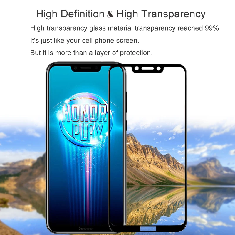 2 шт Полное покрытие экрана протектор 9H на Защитное стекло для huawei Honor Play чехол из закаленного стекла для COR L29 пленка