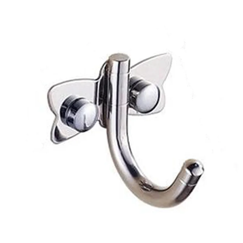 2 Pcs Stainless Steel Single Robe Hooks Butterfly Shape Coat Towel Hook