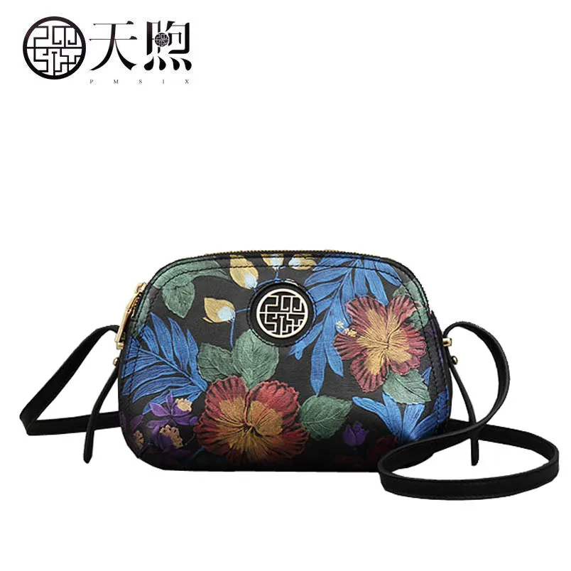

Vintage print crossbody bag female 2019 new temperament simple leather fashion ladies shoulder bag