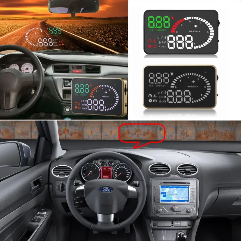 Car HUD Head Up Display For Ford Focus/Fiesta/Mondeo/Fusion/Explorer Digital Accessories Safe Screen Projector AUTO OBD | Автомобили и