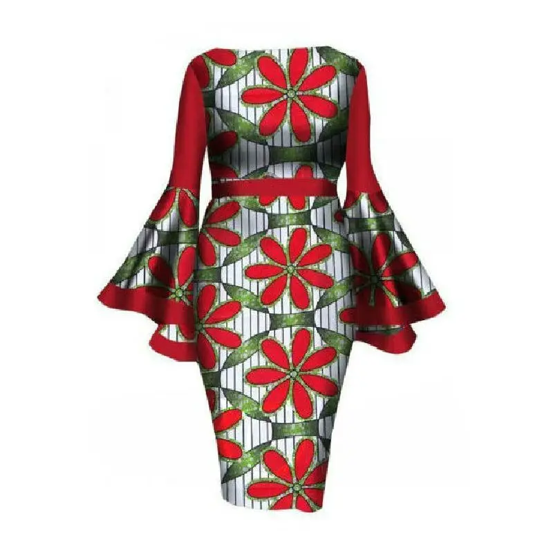 2019 Solid Women Print Dresses Ruffle Sleeve Large Size Sexy Dress Professional temperament plus size Fashion Women Dresses 6XL