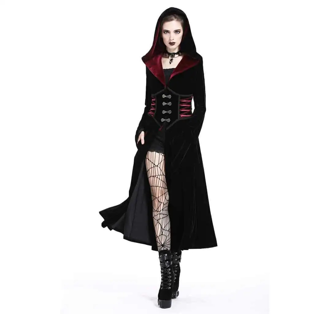 

Darkinlove Women's Scarlet and Black Velour Coat JW164