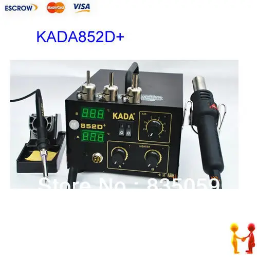 

220V KADA852D+ 2 in 1 SMD SMT soldering rework station Welder HOT AIR & IRON KADA 852D+