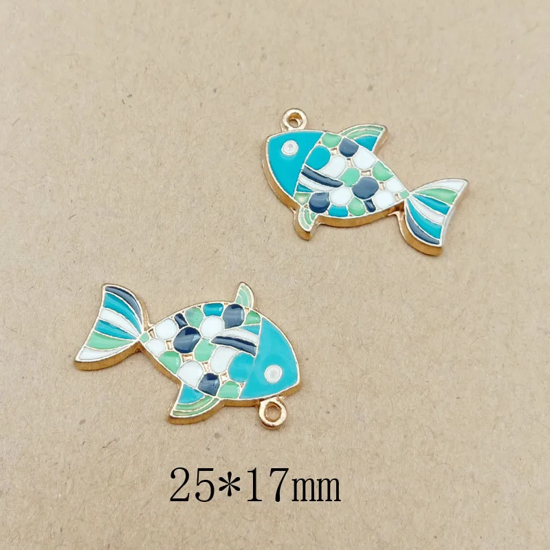 

10pcs New Enamel Colorful Fish Charms Metal Dangle Drop Oil Alloy Craft Chinese Goldfish Pendant Accessories DIY Jewelry YZ463