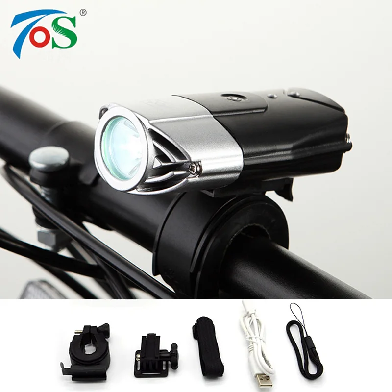 USB Rechargeable Bike Front Light Bicycle Accessories Flashlight Lithium Battery High Power Cycling LED Head Light Waterproof