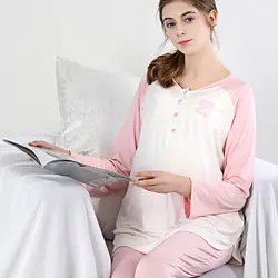 Для беременных Ночная Пижама для кормления грудью модная модель хлопок Беременность одежда грудное вскармливание пижамы для беременных