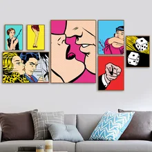 Adult Women Men Kiss Wall Art Canvas Painting Posters And Prints Wall Pictures For Living Room Home Decor