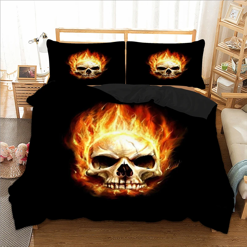Fire Skull Bedding Set Au Single Uk Double Us Twin Full Queen King