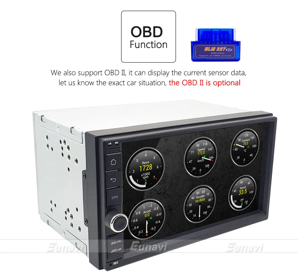 Excellent Eunavi 2 Din Android 8.1 TDA7851 Universal Car DVD Radio Multimedia Player Video Stereo GPS Navigation USB WIFI free camera BT 10