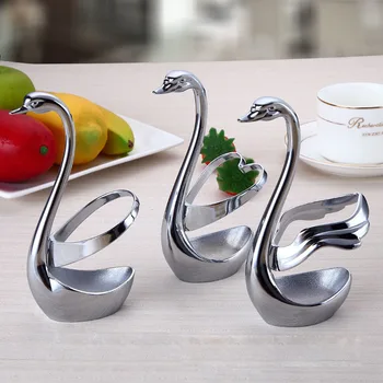 

Zinc Alloy Swan Holder Fork SpoonTableware Set Stand Holder Dinnerware Sets Holder Wedding Party Decoration Drop Shipping