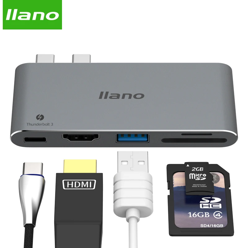 

Type c to hdmi hub adapter USB-C hub to 3.0 HUB HDMI 4K Thunderbolt 3 Adapter for MacBook Pro 13/15" HUB SD/TF Reader PD Adapter
