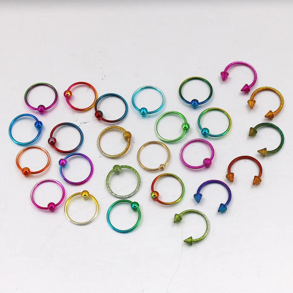

BODY PUNK Wholesale 25pcs Captive Ring BCR Cartilage Piercings Earrings Helix Tragus Nose Septum Hoop Nipple Lips Piercings
