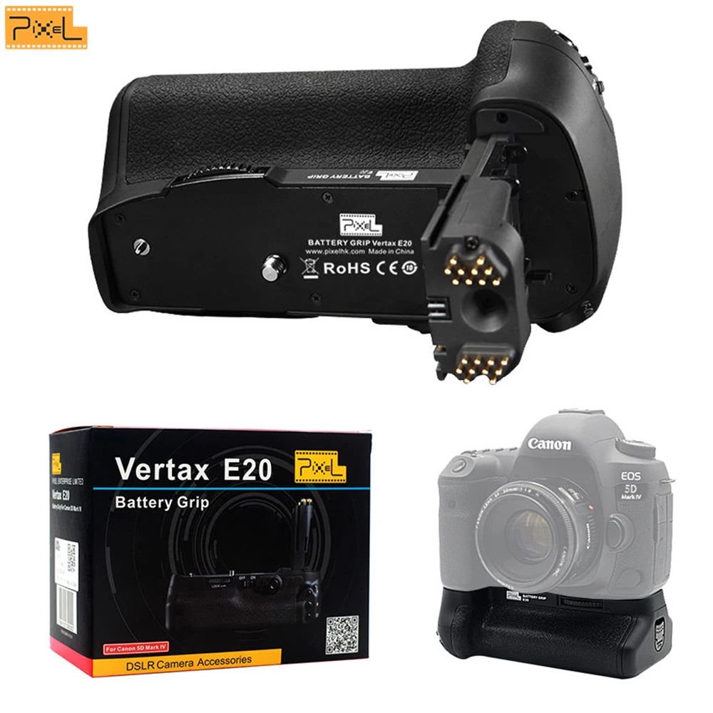 Pixel Vertax E20 батарейный блок совместимый для LP-E6 LP-E6N Аккумулятор для Canon 5D Mark II IV 5D MarkIV 5D4 Замена для BG-E20