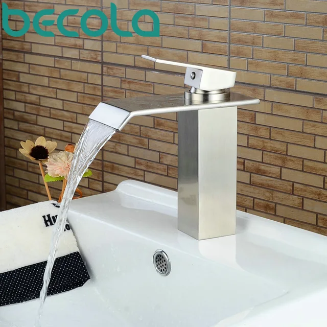 Becola Waterfall Bathroom Faucet Brushed Nickel Br Deck Becola Waterfall Bathroom Faucet Brushed Nickel Br Deck Mounted Tap Free Shipping Lt