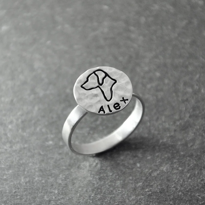Engravable Ring, Custom Engraving, Silver Dog Ring,Personalized dog