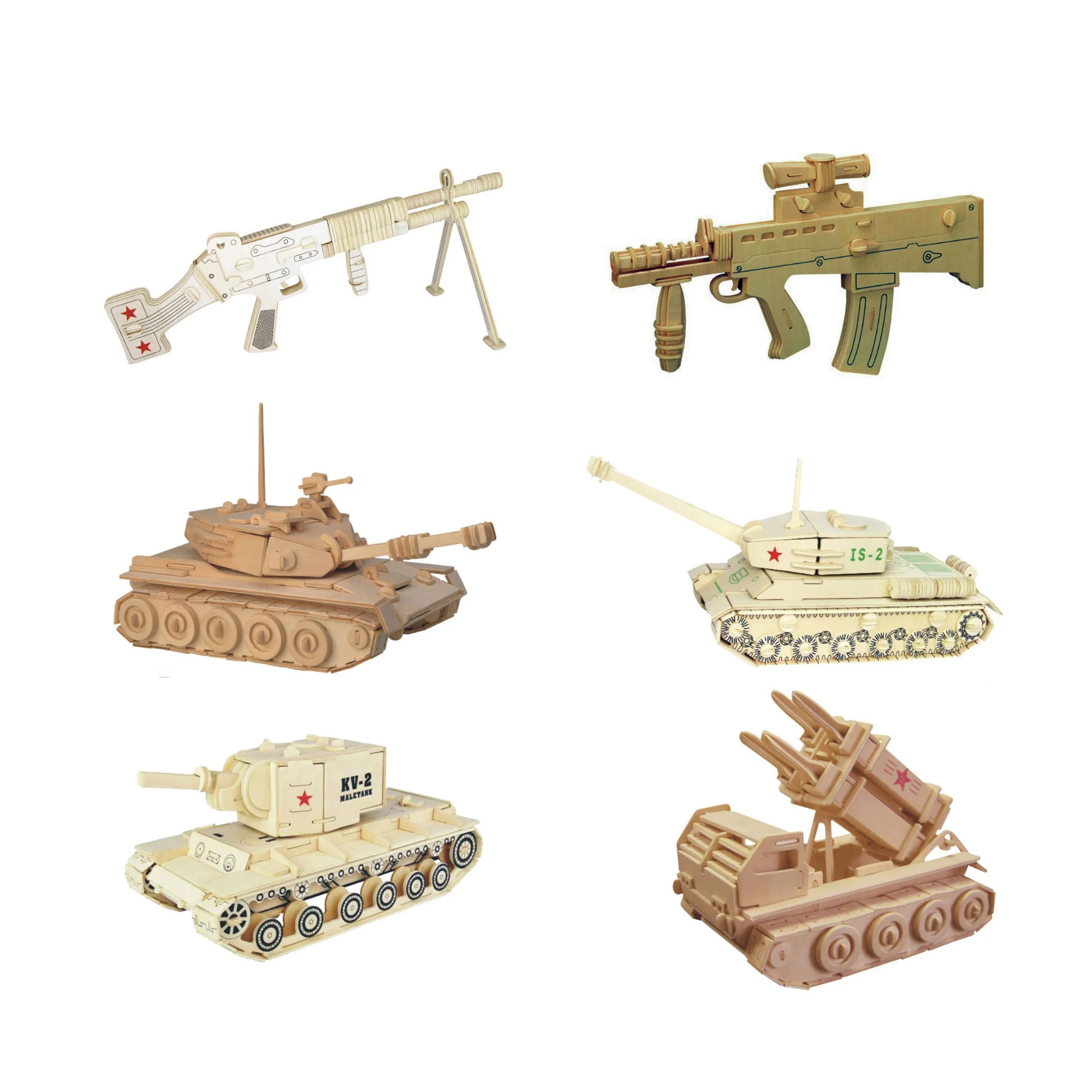 

Chanycore Baby Learning Educational Wooden Toys 3D Puzzle Military Rifle Machine Gun Tank IS-2 KV-2 Missile Car Kids Gifts 4293