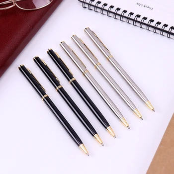 

Stainless Steel Rod Rotating Metal Ballpoint Pen Stationery Ballpen Blue Ink Office School Supplies 1PC
