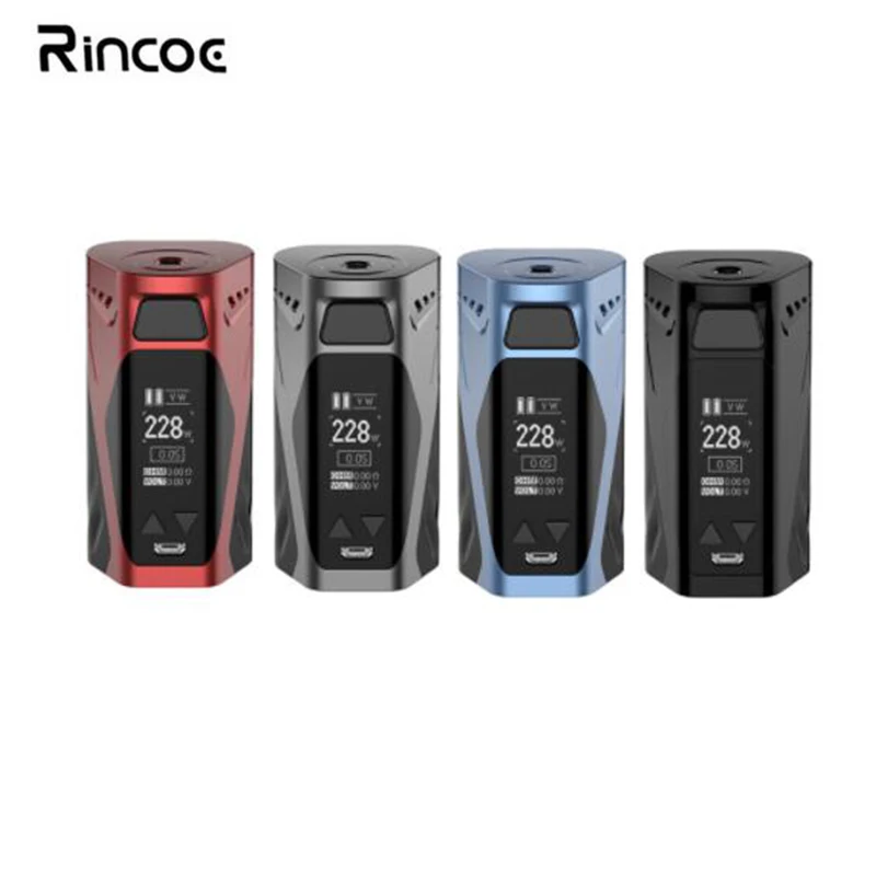 

Original Rincoe Manto X Mesh 228W Manto X Box MOD fit 6ml Metis Mix Atomizer Support dual 18650 batteries