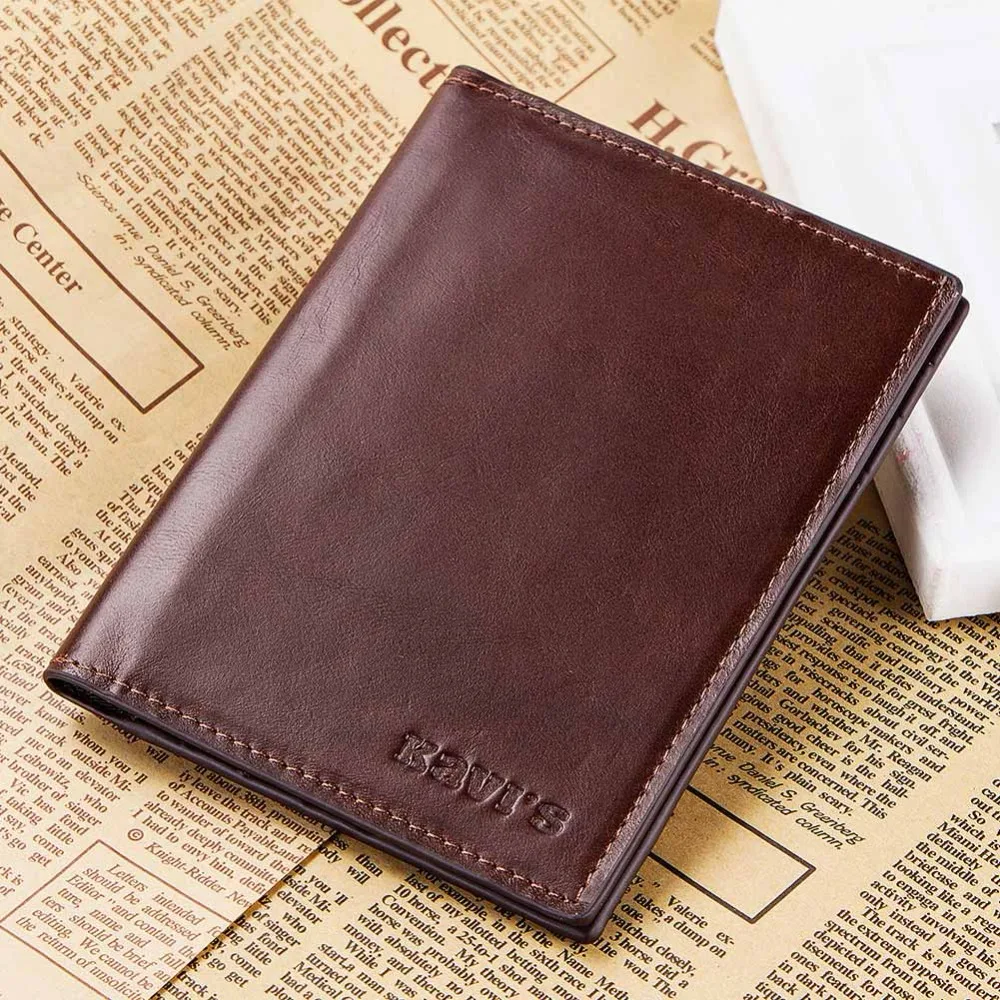 Ceny KAVIS skórzana okładka na paszport stojak na wizytówki Travel Credit portfel dla mężczyzn torebka Case torba na prawo jazdy cienka