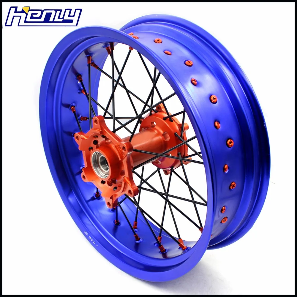 3,5/4,25 супермото колеса Supermotard обод Набор для KTM SX SXF EXC excf XC XCW SX EXC XCF 125-530 2003- оранжевый соска синий обод