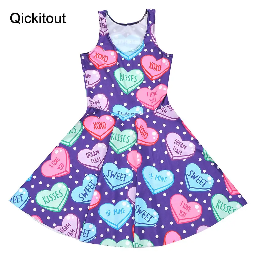 

New dress Girls dress sexy Fashion Hot Women Dress Digital Print Pink&purple Love kiss Summer Sleeveless Beach DRESS vestidos