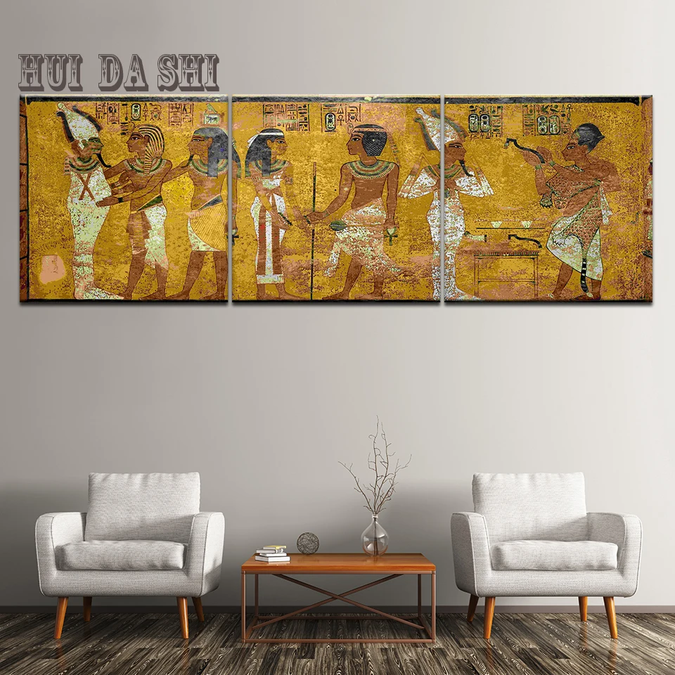 Modular Egypt Poster Canvas Prints Oil Painting 3pcs Ancient Egyptian