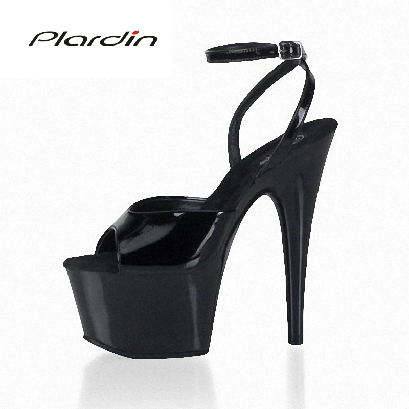 

Plardin Plus Size 35-46 Sexy Concise Shallow 17CM High Heels 7CM Platform Nightclub Wedding Dance Party Buckle Strap Women Pumps