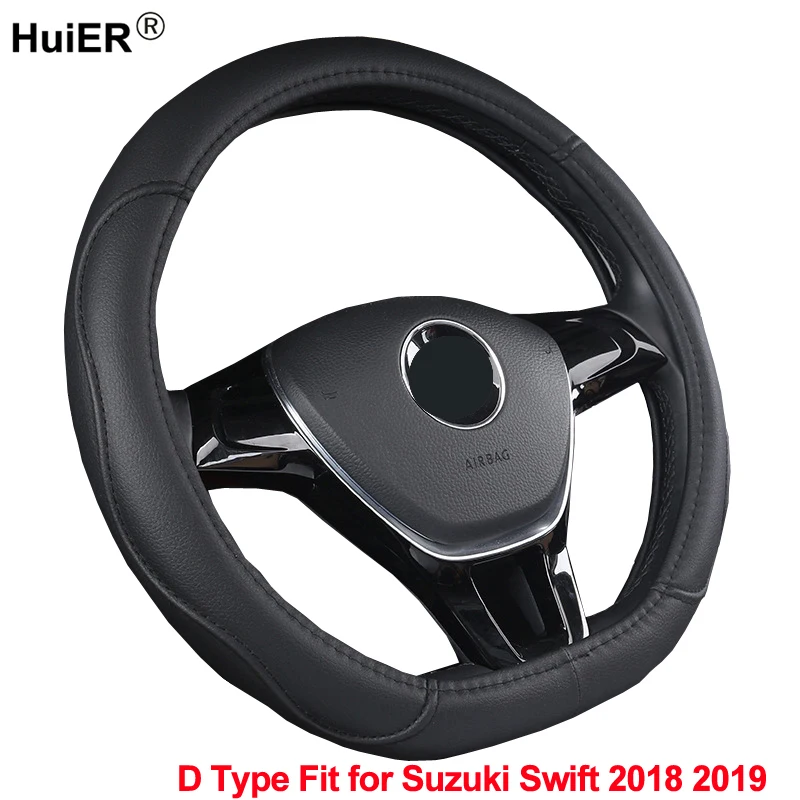 D Shape Car Steering Wheel Cover Volant PU Leather For Suzuki Swift 2018 2019 Braid on the Steering-wheel Auto Car Accessories D Shape Car Steering Wheel Cover Volant PU Leather For Suzuki Swift 2018 2019 Braid on the Steering-wheel Auto Car Accessories