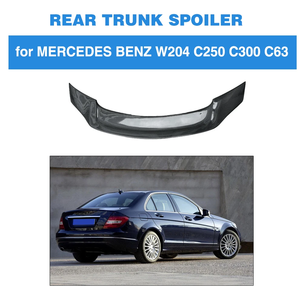 For Mercedes-Benz W204 C200 C250 C300 C63 AMG Sedan 4 Door 2007 - 2013 Carbon Fiber Rear Trunk Spoiler Wing Boot Lip | Автомобили и