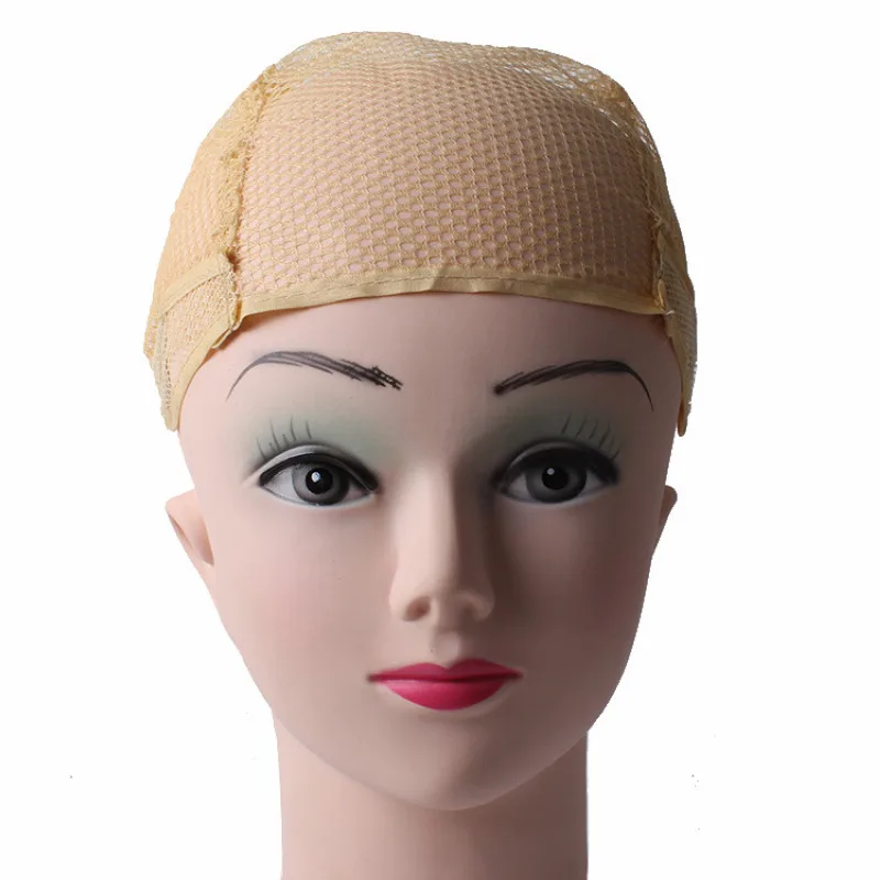 10pcs Breathable Adjustable Weaving Caps Hairnets Nylon Mesh Ventilative Wig Cap W/Lace Straps 2 Colors