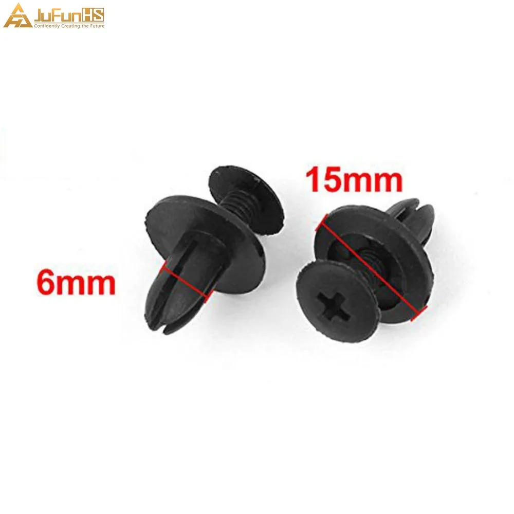 

New 100 pcs Car Auto Fastener 6mm Hole Black Plastic Rivet Retainer Clips Door Trim Panel Hood Bumper Screw Fender Universal
