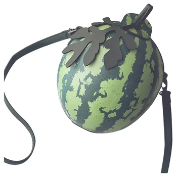 

Fruit Green Watermelon Print Round Bag Shoulder Cross Body Makeup Pouch