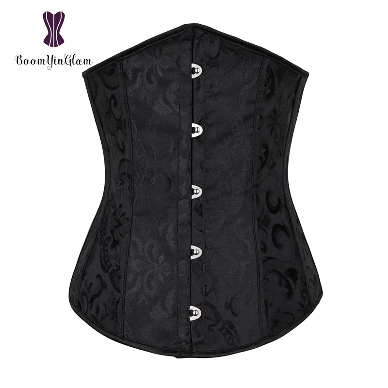 

High quality metal busk clips Jacquard waist cincher spiral steel boned corset slimming underbust corset size s-xxl 28331#