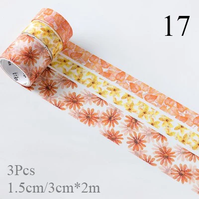 3Pcs Cartoon Fruit Decorative Adhesive Creative Flower Washi Tape Tape Cute Masking Tapes For Kid Scrapbooking DIY Photos Albums - Цвет: 17