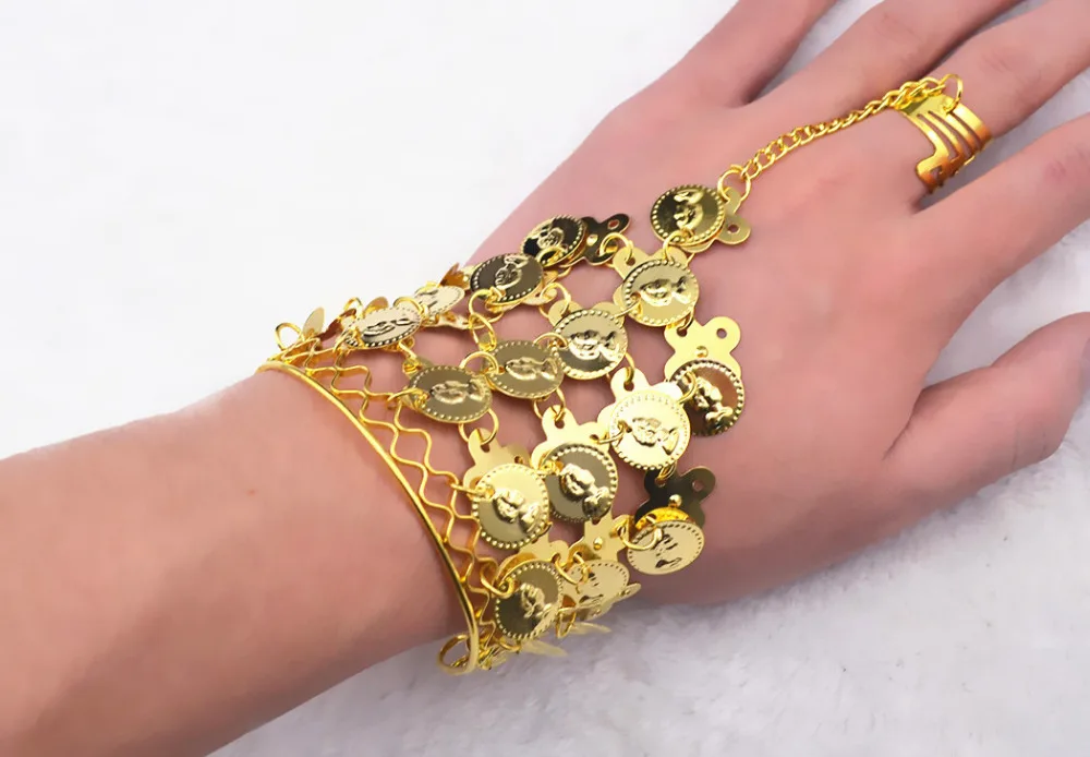Indien Accessoires De Danse Doigt Bracelet pour Femmes Nouveaux Bijoux De Mode Or Argent Monnaie Lien