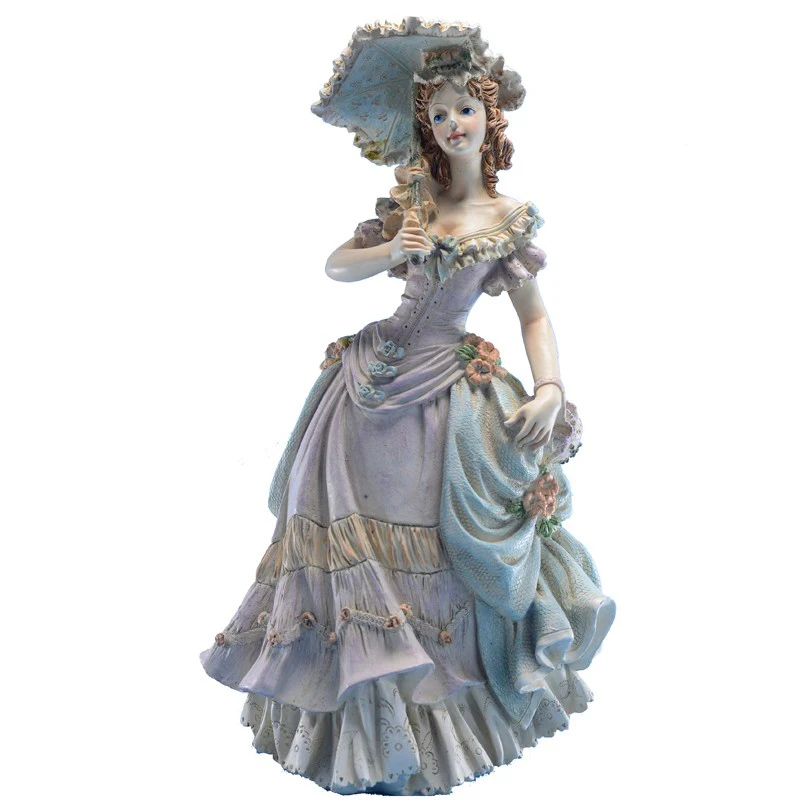 Billige Europa Viktorianischen Mädchen Statue Mode Charakter Schönheit Figuren Harz Handwerk Hochzeit Geschenk Kreative Hause Dekoration Ornament Kunst