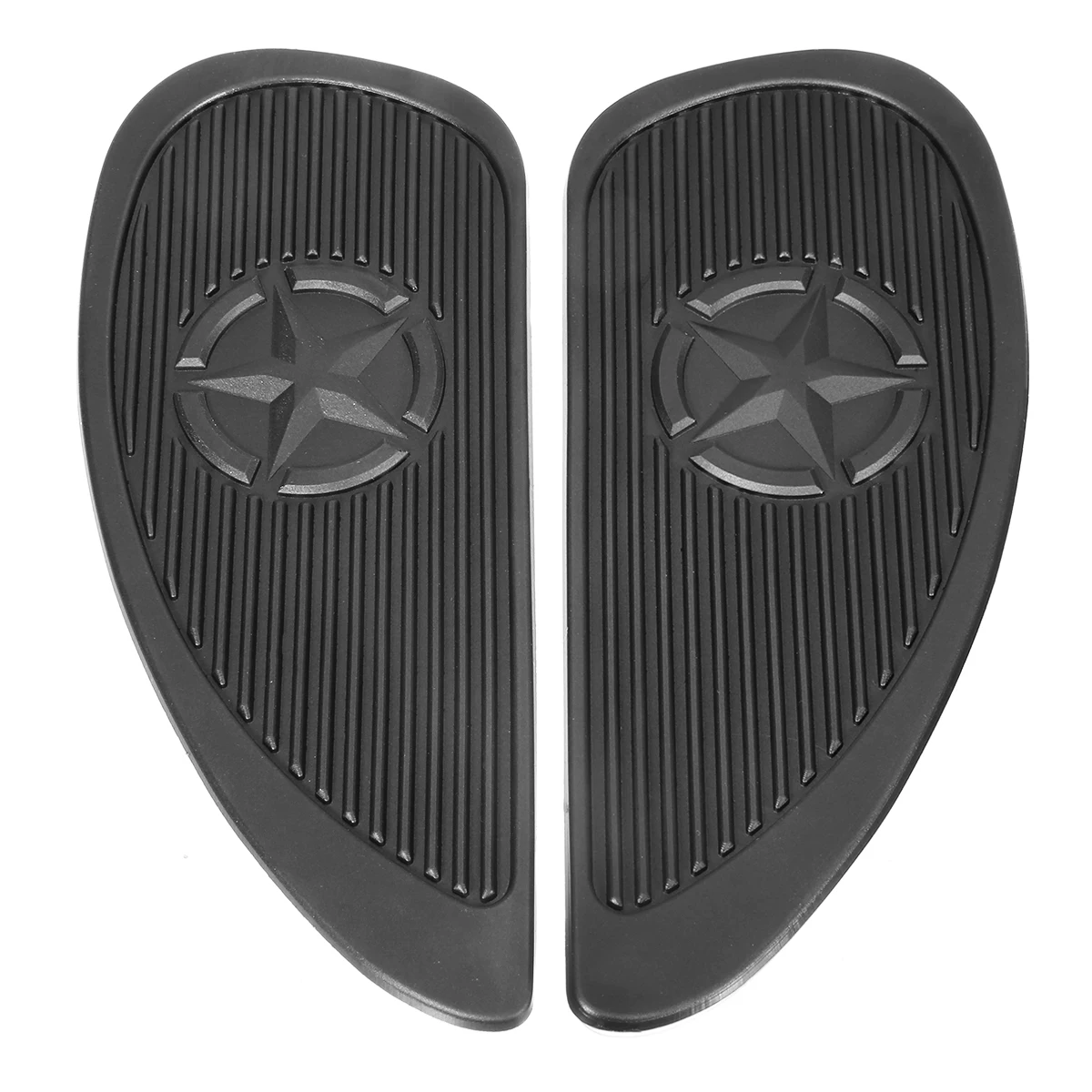 1Pair Universal Motorcycle Fuel Tank Side Knee Grip Traction Pad Black Rubber Sticker Protector For Retro Classic Moto For Honda
