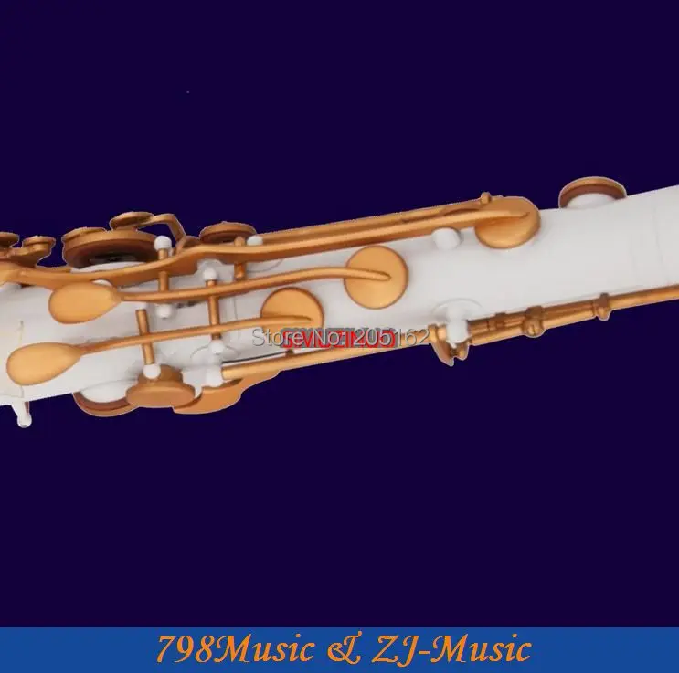 Bb Tenor фарфоровый саксофон с белым корпусом и атласными золотыми клавишами