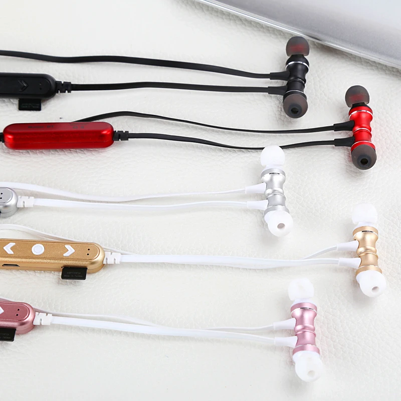 Earphone T12 Bluetooth Headphones Sport Magnetic Wireless Ear hook Headset Music Magnet TF Card Slot Earbuds With Microphone