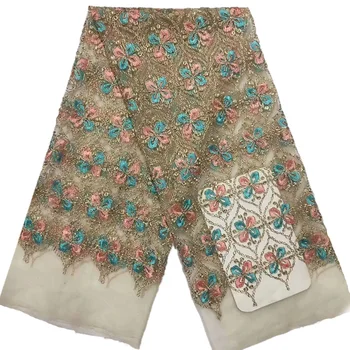 

Embroidered rope threads design and colorful flowers party dress fabric JK1,Fast and Free shipping wholesale French Lace Fabric