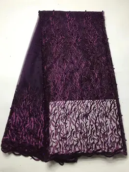 

Bead Fabric 2017 Latest Teal French African Lace Fabric African Embroidered High Quality Nigerian Tulle Lace Fabric For Wedding